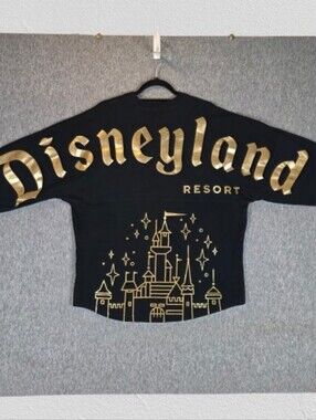 Spirit Jersey Disneyland Resort Long Sleeve Shirt Top Black Gold Wmn's Lg